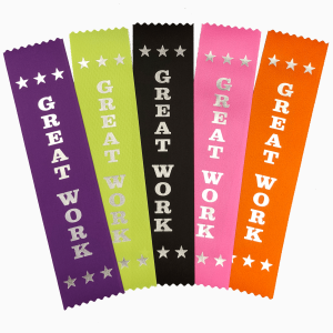 Great Work Award Ribbons - Metallic Silver Print